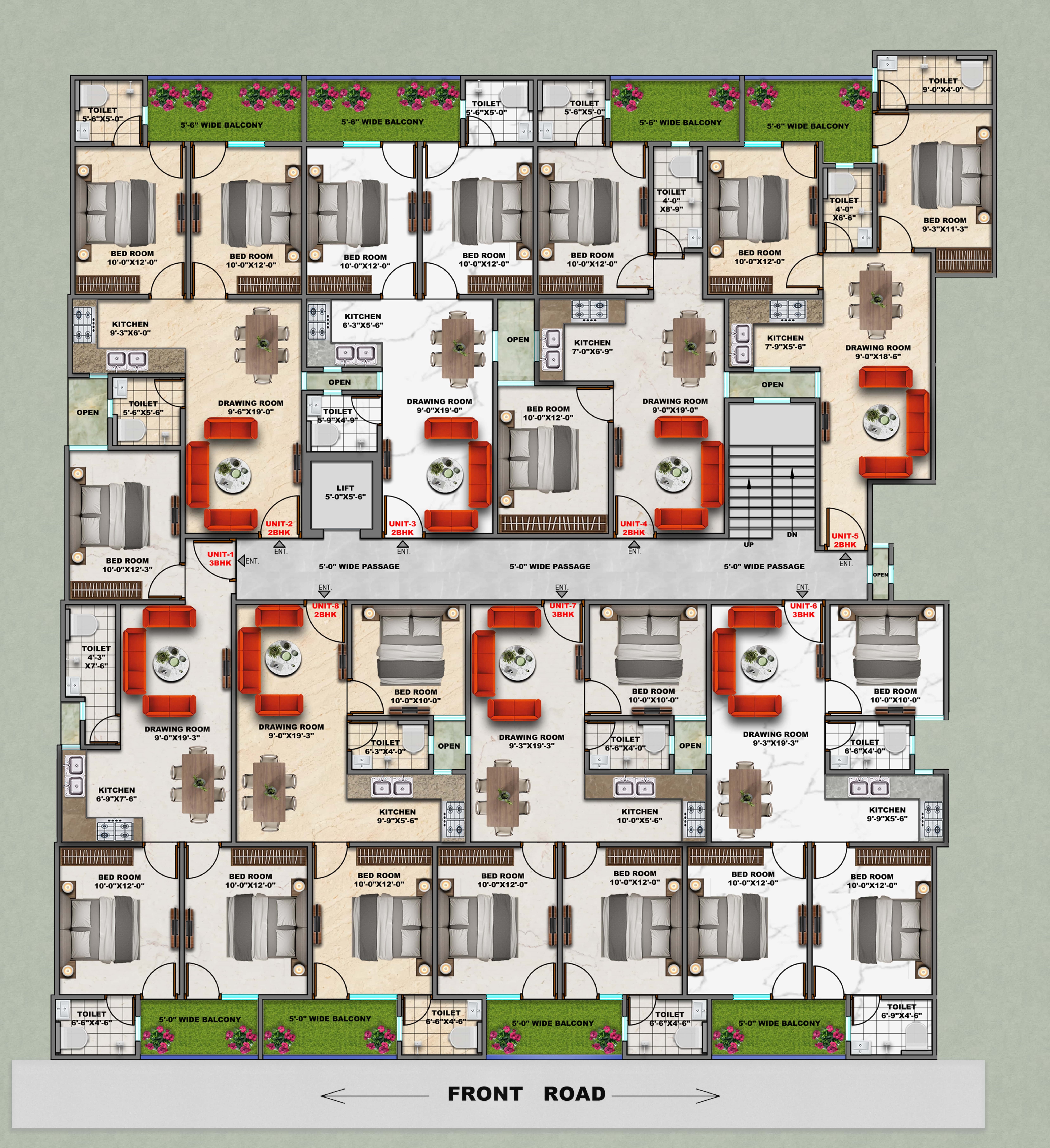 2bhk 1100 sqft